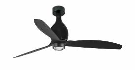 Ventilador Mini Eterfan Negro Mate Luz Led - FARO - Motor DC 128cm.Ø