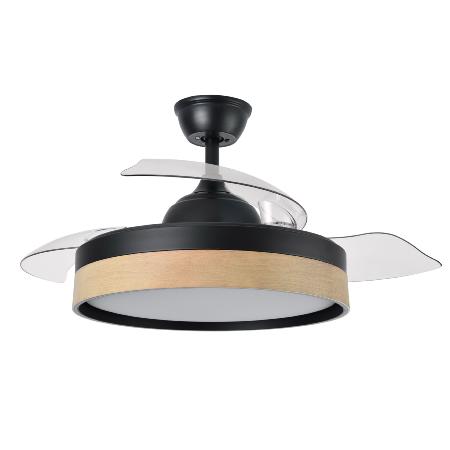 Ventilador Iglu Negro Madera Fabrilamp - Motor DC Ø107cm