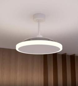 Ventilador retractil Zioneled Platon blanco luz LED 107 cm