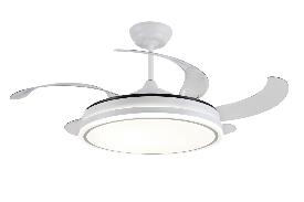 Ventilador retractil Ambra-XXL P&B Blanco - Motor DC. luz LED. 60-135cmØ.