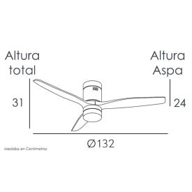 Ventilador Aguilon LED Niquel Fabrilamp - Motor DC Ø132cm