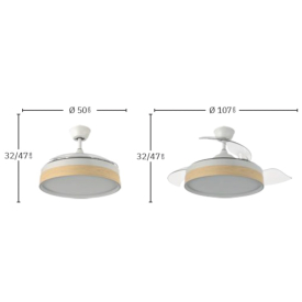 Ventilador Iglu Blanco Madera Fabrilamp - Motor DC Ø107cm