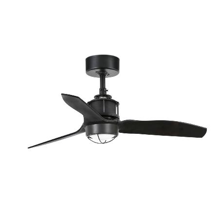 Ventilador Mini Just Fan negro FARO + Kit de luz. 81cm Ø