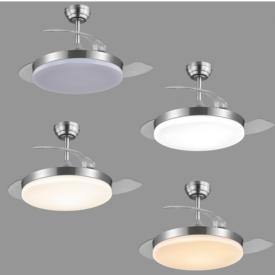 Ventilador retractil ALEMAR Malta Niquel Luz LED Ø50-107 cm
