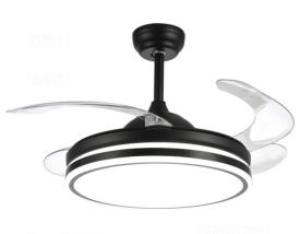 Ventilador Negro aspas retractiles - Sunaca, luz LED. 107cm Ø.