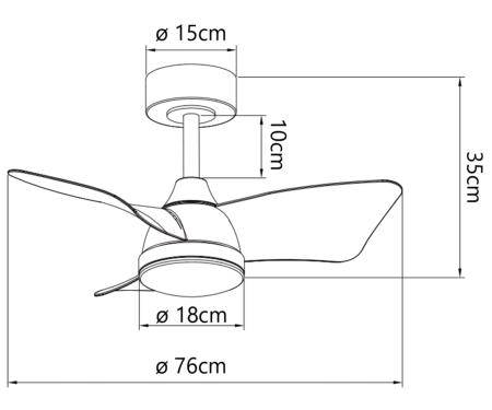 medidas de ventilador Tauro ALEMAR Ref 11824