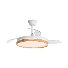 Ventilador retractil ALEMAR Togo Mini Blanco Madera Luz LED Ø40-91 cm