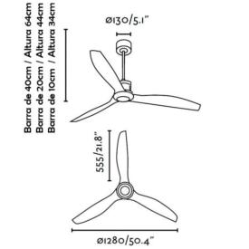 Ventilador COPPER Negro Faro 128cm Ø Motor DC - Sin luz