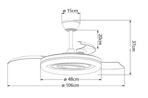 medidas de ventilador Bribon ALEMAR Ref 16022