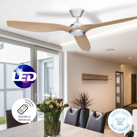 Ventilador Delfos Niquel / Haya Domotico Fabrilamp - Motor DC Ø132cm