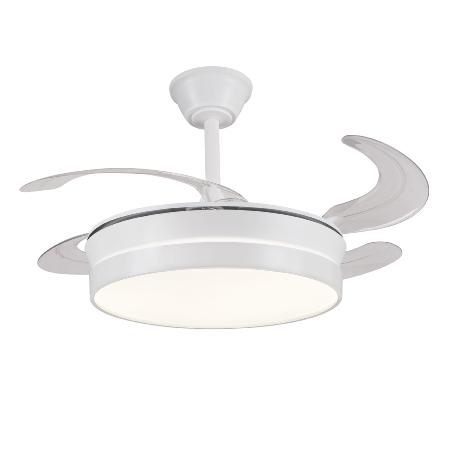 Ventilador Retractil FIONA-S Blanco P&B - Motor DC. luz LED. 40-92cmØ.