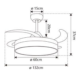 Ventilador retractil ALEMAR Henry Blanco Luz LED Ø60-132 cm