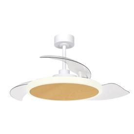 Ventilador retractil Zioneled Platon blanco madera luz LED 107 cm