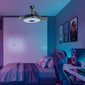 Ventilador Musical ALEMAR Auron Negro Luz LED Ø50-107 cm