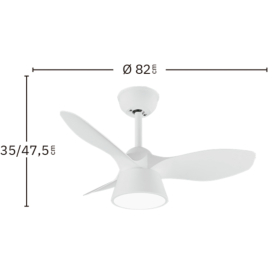 Ventilador Cubico Blanco Haya Fabrilamp - Motor DC Ø82cm