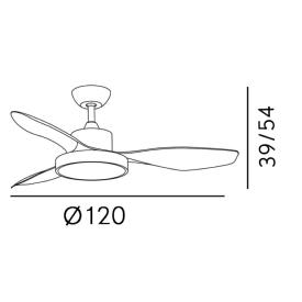 Ventilador Hayate Marron Fabrilamp - Motor DC, luz LED Ø120cm