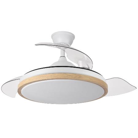 Ventilador EVROS Blanco-Madera Fabrilamp - Motor DC Ø50-107cm