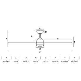 Ventilador Poros Faro - Motor DC y LED 132cmØ