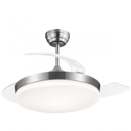 Ventilador retractil ALEMAR Malta Niquel Luz LED Ø50-107 cm