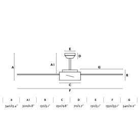 Ventilador Hydra FARO - Negro Motor DC. luz LED 133cm. Ø