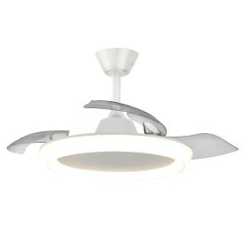 Ventilador retractil Zioneled Magno blanco luz LED 50-107 cm