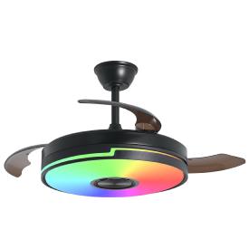 Ventilador Musical ALEMAR Auron Negro Luz LED Ø50-107 cm