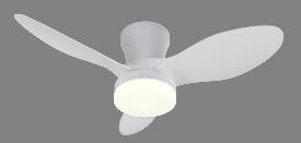 Ventilador Emily S Blanco especial techos bajos - Motor DC. Luz LED. 80cmØ.