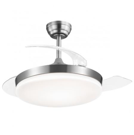 Ventilador MALTA Niquel - Motor DC. luz LED. Ø50-107CM.