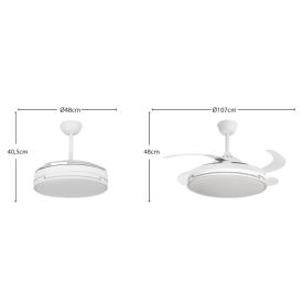 Ventilador Papiro Blanco Fabrilamp - Motor DC Ø48-107cm