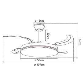 Ventilador retractil ALEMAR Creta Blanco Luz LED Ø50-107 cm