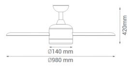 Ventilador ATUAIRE SULION - luz LED. 98cm Ø.