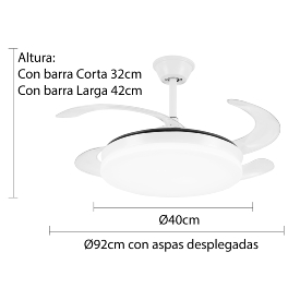 Ventilador retractil Isabella Cuero P&B - Motor DC. 40-92cmØ.