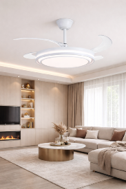 Ventilador KORFU Blanco - Motor DC. luz LED. Ø50-107CM.