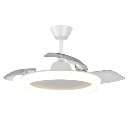 Ventilador retractil Zioneled Magno blanco luz LED 50-107 cm