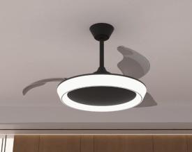Ventilador retractil Zioneled Magno negro luz LED 50-107 cm