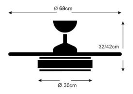 Ventilador Retractil Melody-XS Blanco P&B - Motor DC. 30-68cmØ.