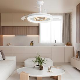 Ventilador retractil ALEMAR Bribon Blanco Madera Luz LED Ø50-107 cm