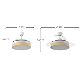 Ventilador Iglu Mini Blanco Madera Fabrilamp - Motor DC Ø91cm