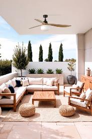 Ventilador OUTWOOD L FARO Marron roble con luz - IP44 Ø150cm.