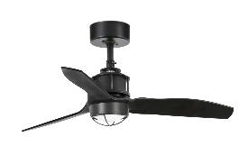 Ventilador Mini Just Fan negro FARO + Kit de luz. 81cm Ø