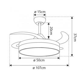 Ventilador retractil ALEMAR Malta Cuero Luz LED Ø50-107 cm
