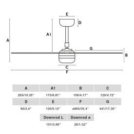 Ventilador PUNT MINI FARO Negro con luz LED 90cm.Ø