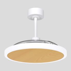 Ventilador retractil Zioneled Platon blanco madera luz LED 107 cm