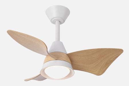 Ventilador Jaguar Blanco Haya Fabrilamp - Motor DC. 96cm Ø. Luz LED