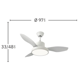 Ventilador Hayate Mini Marrón Fabrilamp - Motor DC, luz LED Ø97cm