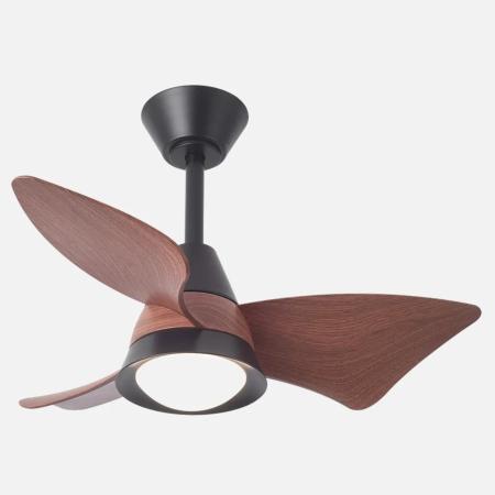 Ventilador Jaguar Negro Roble Fabrilamp - Motor DC. 96cm Ø. Luz LED