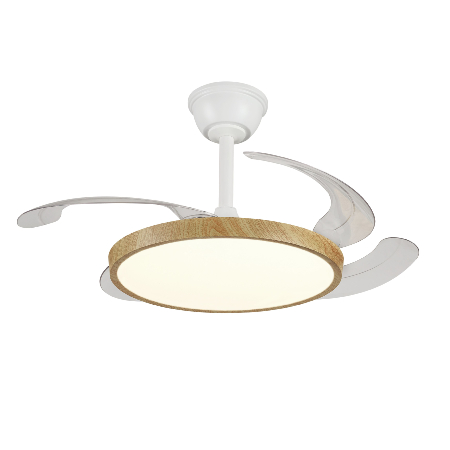 Ventilador Retractil Melody-S Blanco Madera P&B - Motor DC. 41-92cmØ.