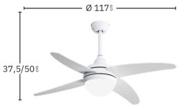 Ventilador OSIRIS Niquel - Fabrilamp. Motor DC. Ø 117cm.