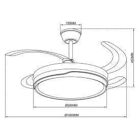 Ventilador retractil ALEMAR Lima Blanco Luz LED Ø50-106 cm