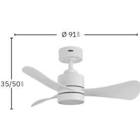 Ventilador Zepelin Blanco Fabrilamp - Motor DC Ø91cm